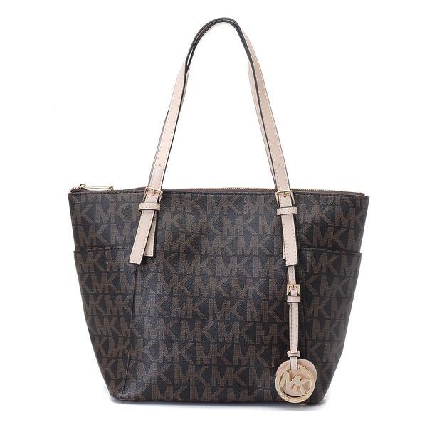 michael kors jet set mk logo-print signatur tote brun Ingen Skatt e1aom